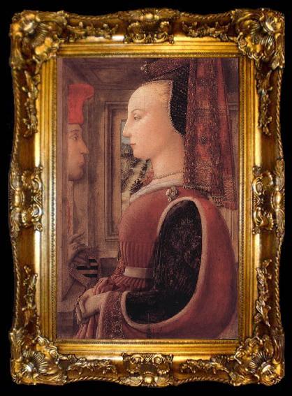 framed  Fra Filippo Lippi Portrait of a Woman with a Man at a Casement, ta009-2